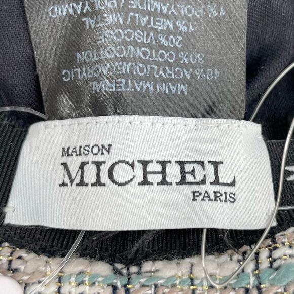 Maison Michel Paris Mara Tweed Bucket Hat Elegant Blue Gold Plaid Size M - NEW main image 6